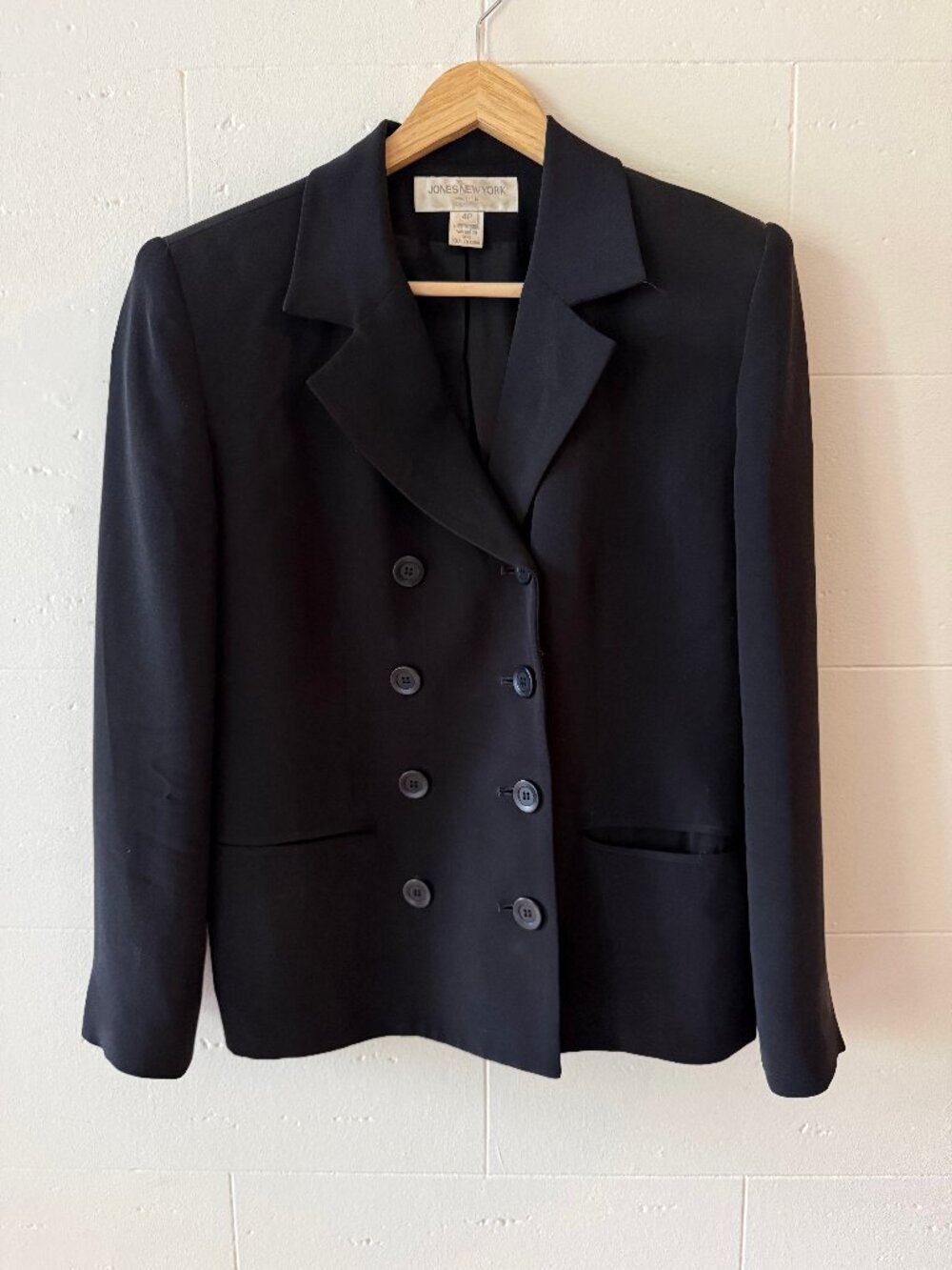 Jones New York | Vintage Silk Black Four Button Workwear Classic Blazer | Size 4